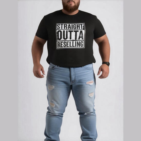 Streetwear Graphic Tee Reseller Humor “Straight Outta Reselling” Handmade 3X - Picture 2 of 8
